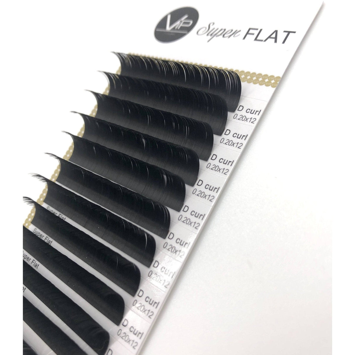 VIP Super Flat Lash Extensions 0.20 mm D Curl | 12-Line Tray