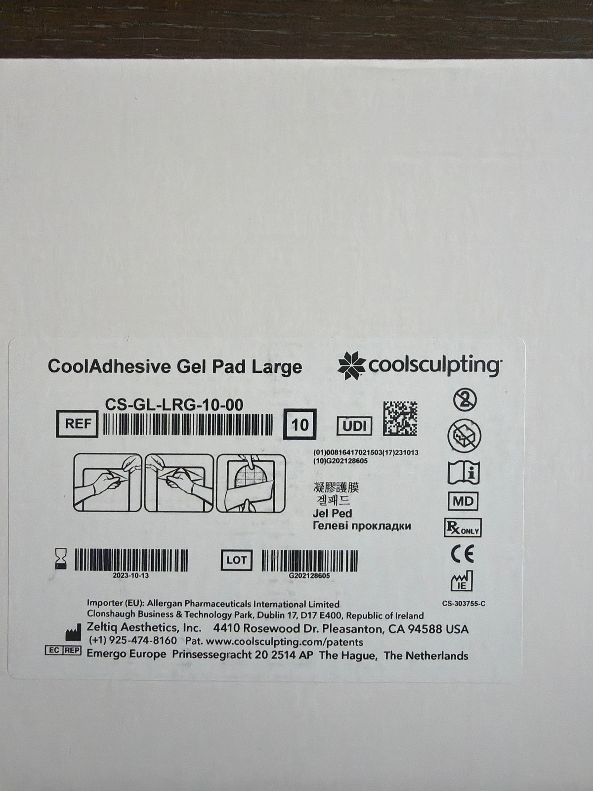 CoolSculpting CoolAdhesive Gel Pad Large CS-GL-LRG-10-00, 10-Pack, Exp Oct 2023