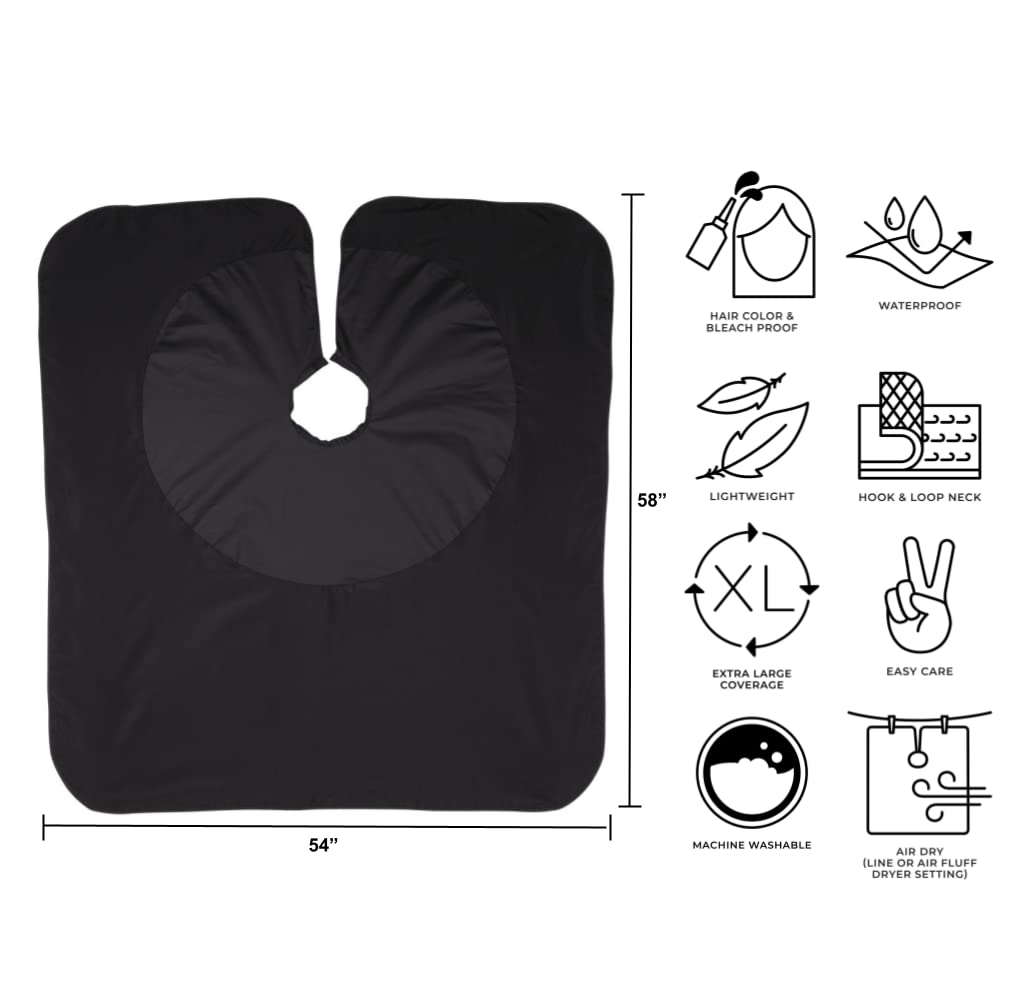 Cricket 50/50 All Purpose Salon Cape, Waterproof & Bleach Proof, Black