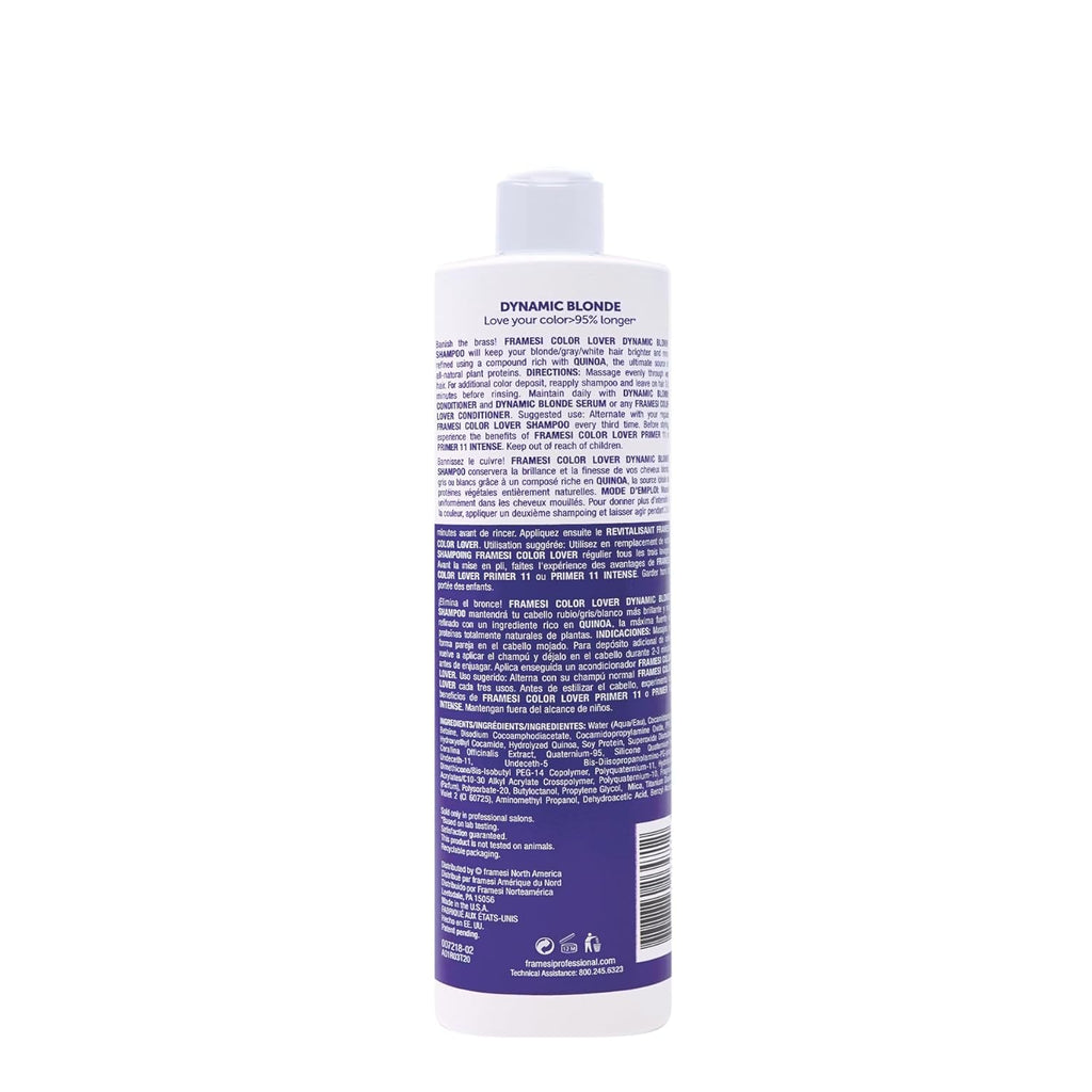 Framesi Color Lover Dynamic Blonde Purple Shampoo, Sulfate Free, 16.9 oz