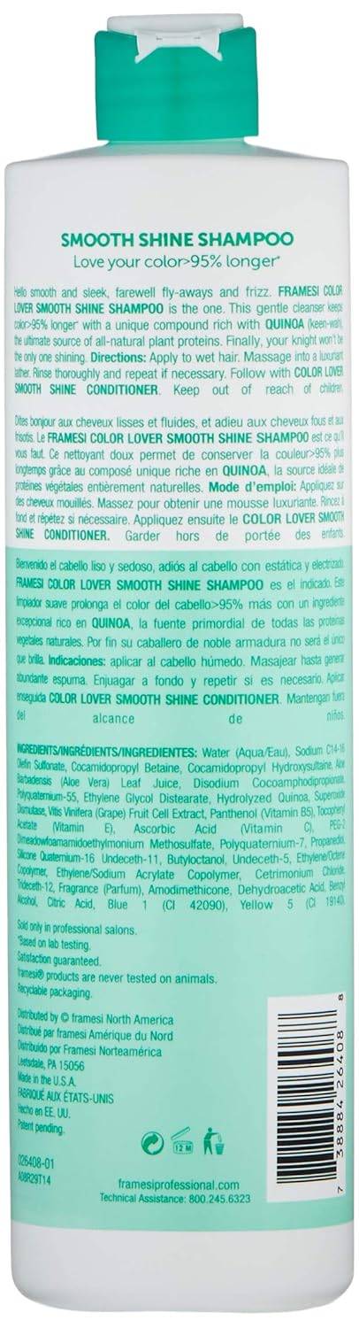 Framesi Color Lover Smooth Shine Shampoo, Sulfate Free, 33.8 oz