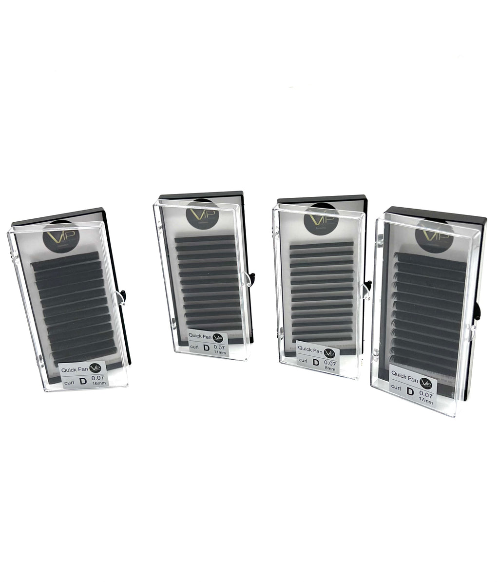 VIP Quick Fan Lash Extensions 0.07 mm D Curl | 12-Line Tray