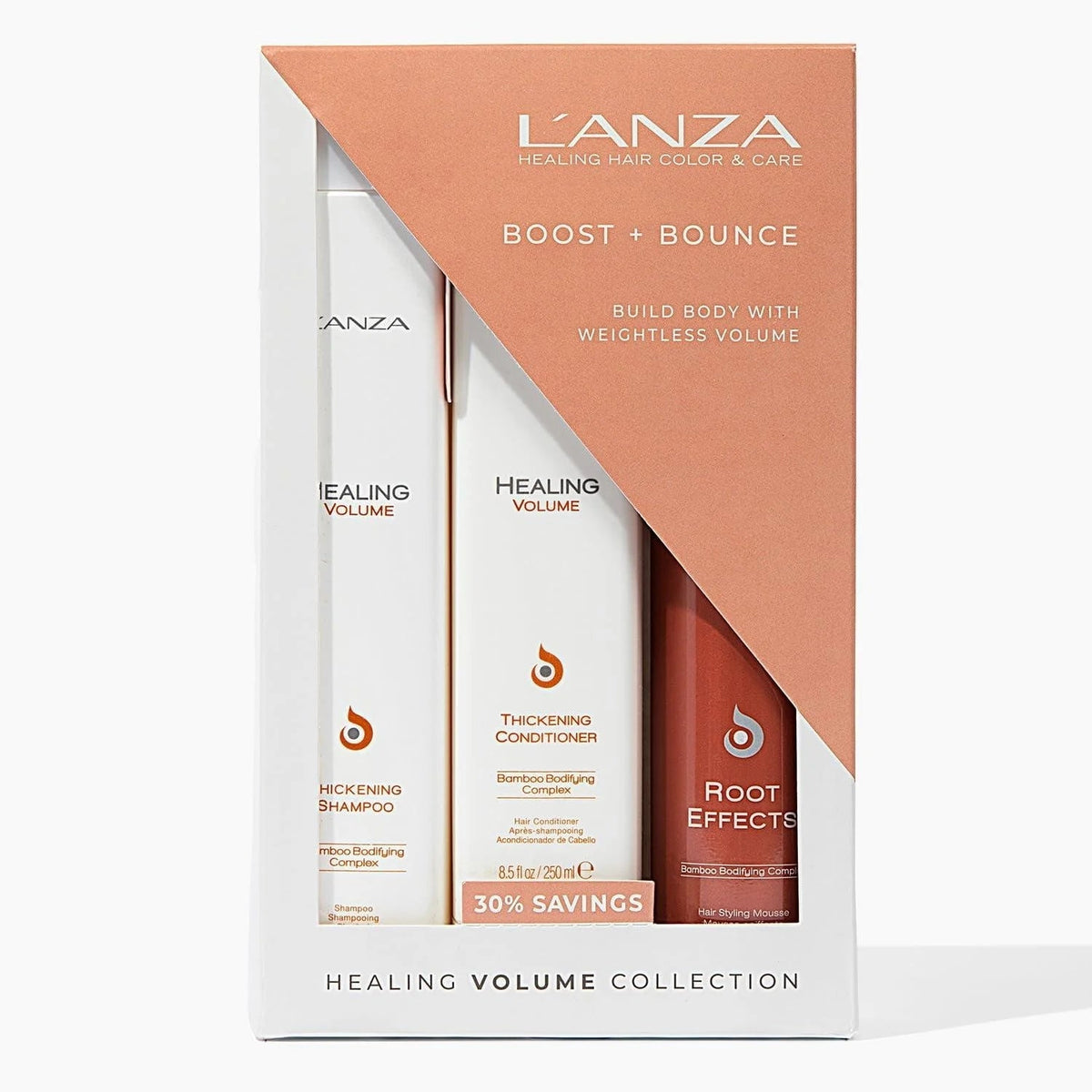L'ANZA Healing Volume Trio Kit: Thickening Shampoo, Conditioner & Root Mousse