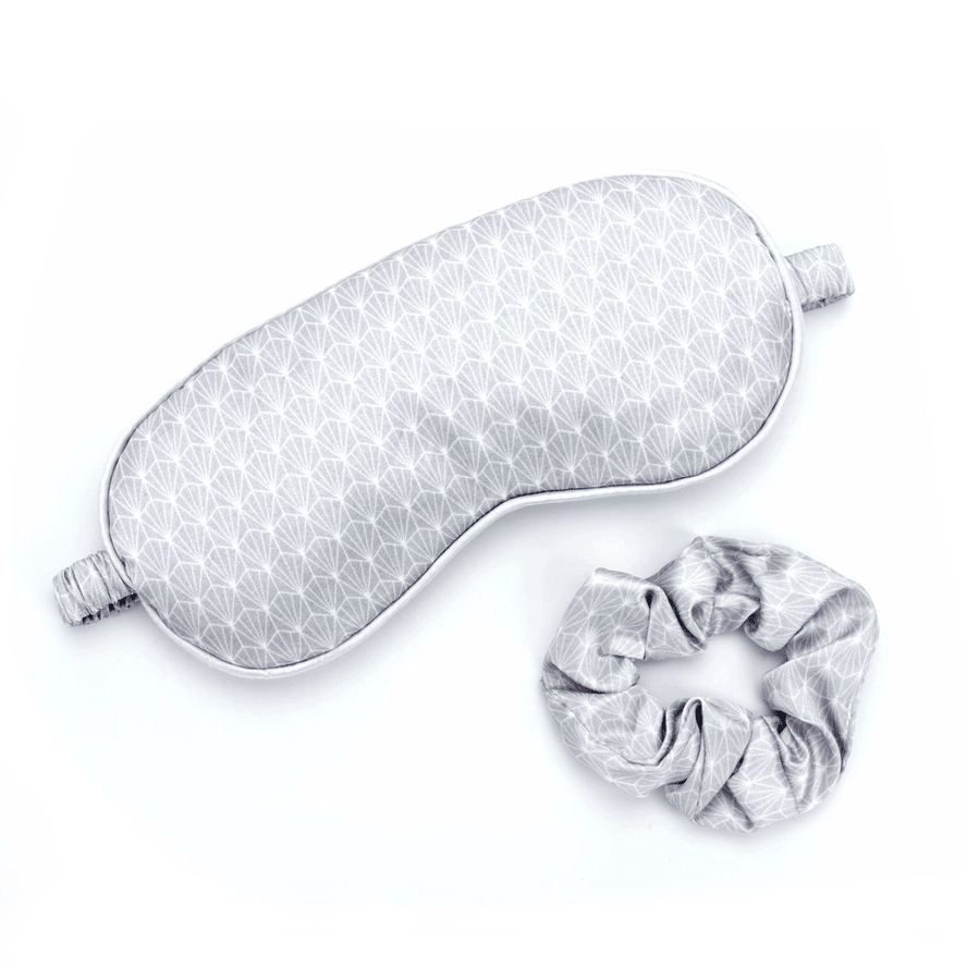 Lemon Lavender Five More Minutes Satin Sleep Mask & Scrunchies Set, Gray