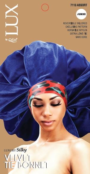 Lux by Qfitt Velvet Tie Bonnet (Jumbo)
