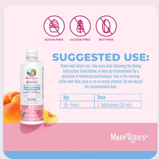 MaryRuth's Multivitamin + Lustriva Hair Growth Liposomal with Biotin, 15 oz