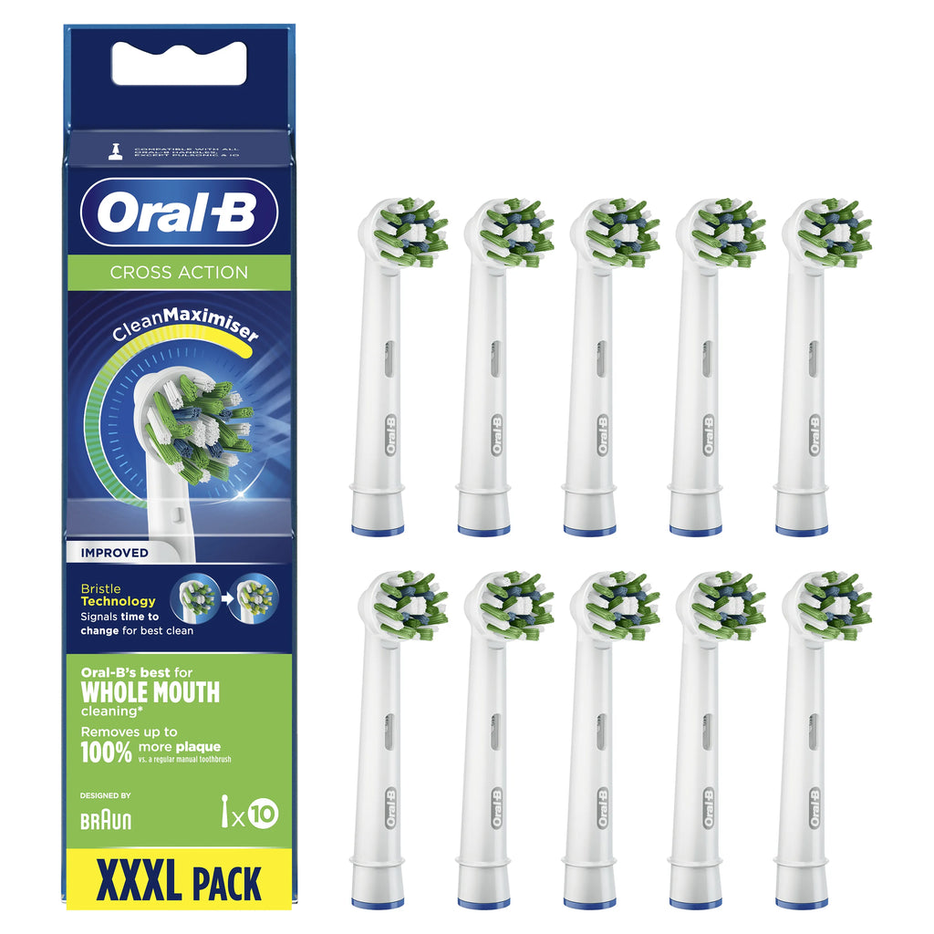 Oral-B CrossAction CleanMaximiser Brush Heads EB50-10, 10-Pack, White
