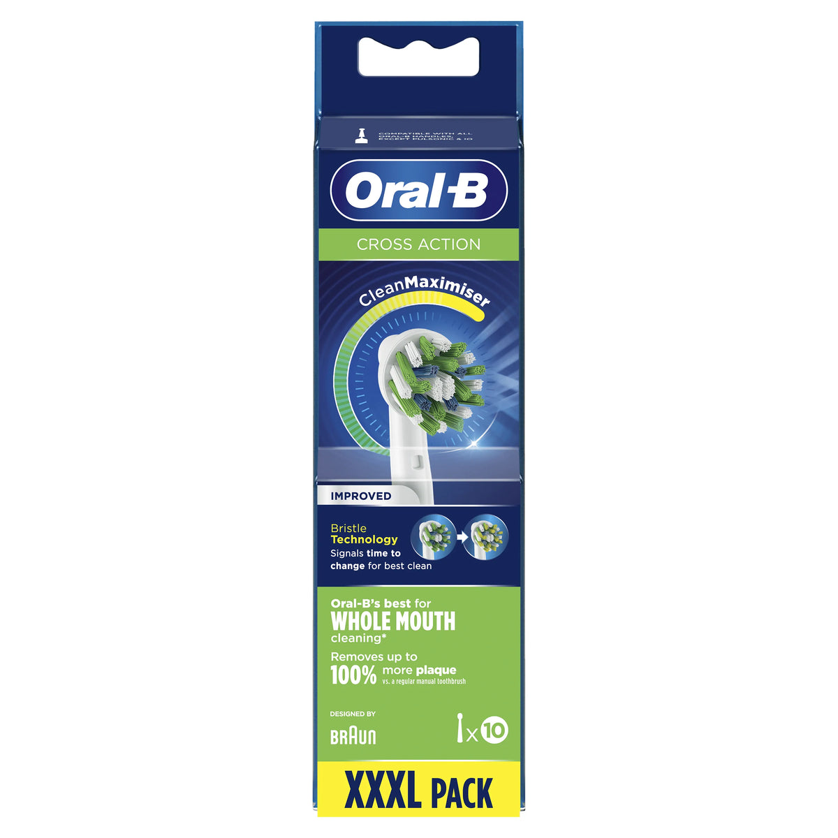 Oral-B CrossAction CleanMaximiser Brush Heads EB50-10, 10-Pack, White