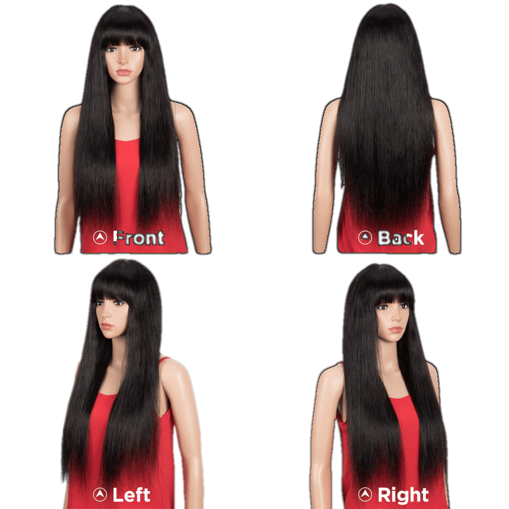 Victoria Spotlight Straight Human Hair Wig with Bangs 130% Density