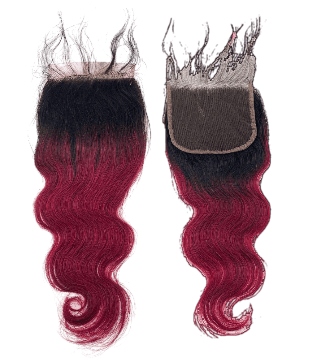 Rio Body Wave 5x5 Human Hair Closure Hairpiece, Wine - Choose Size