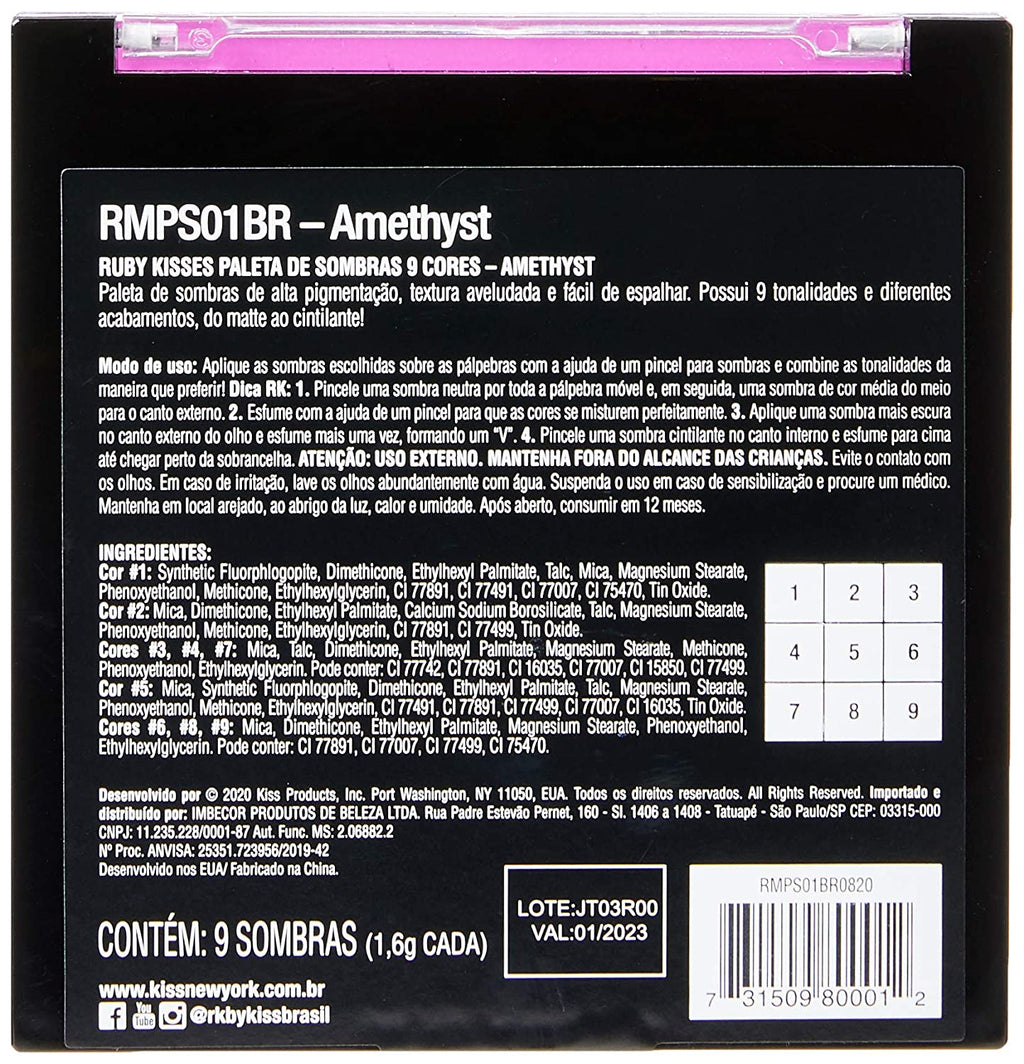 Ruby Kisses 9-Shade Eye Shadow Palette, Amethyst