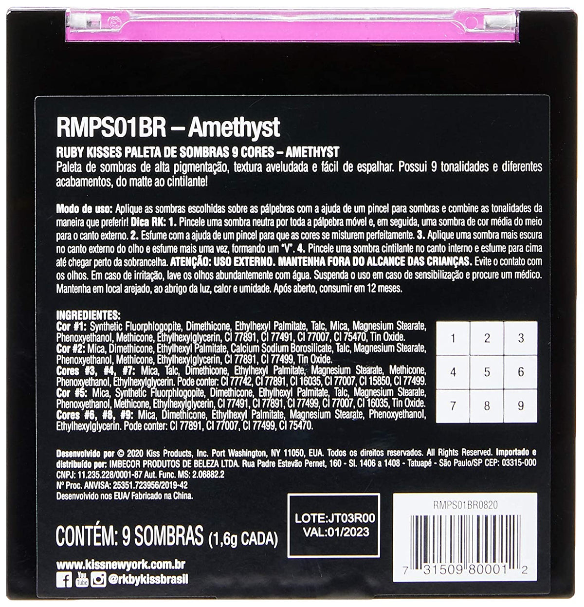 Ruby Kisses 9-Shade Eye Shadow Palette, Amethyst