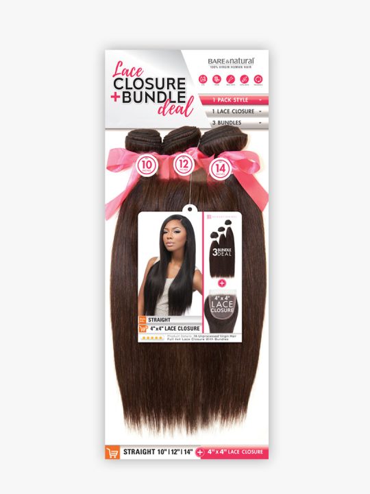 Sensationnel Bare & Natural Body Wave 3 Bundles + 4x4 Closure Natural 14/16/18"