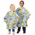 Betty Dain Social Kids Vinyl Haircut Cape 36", Emoji Alien Ghost Print, Gray