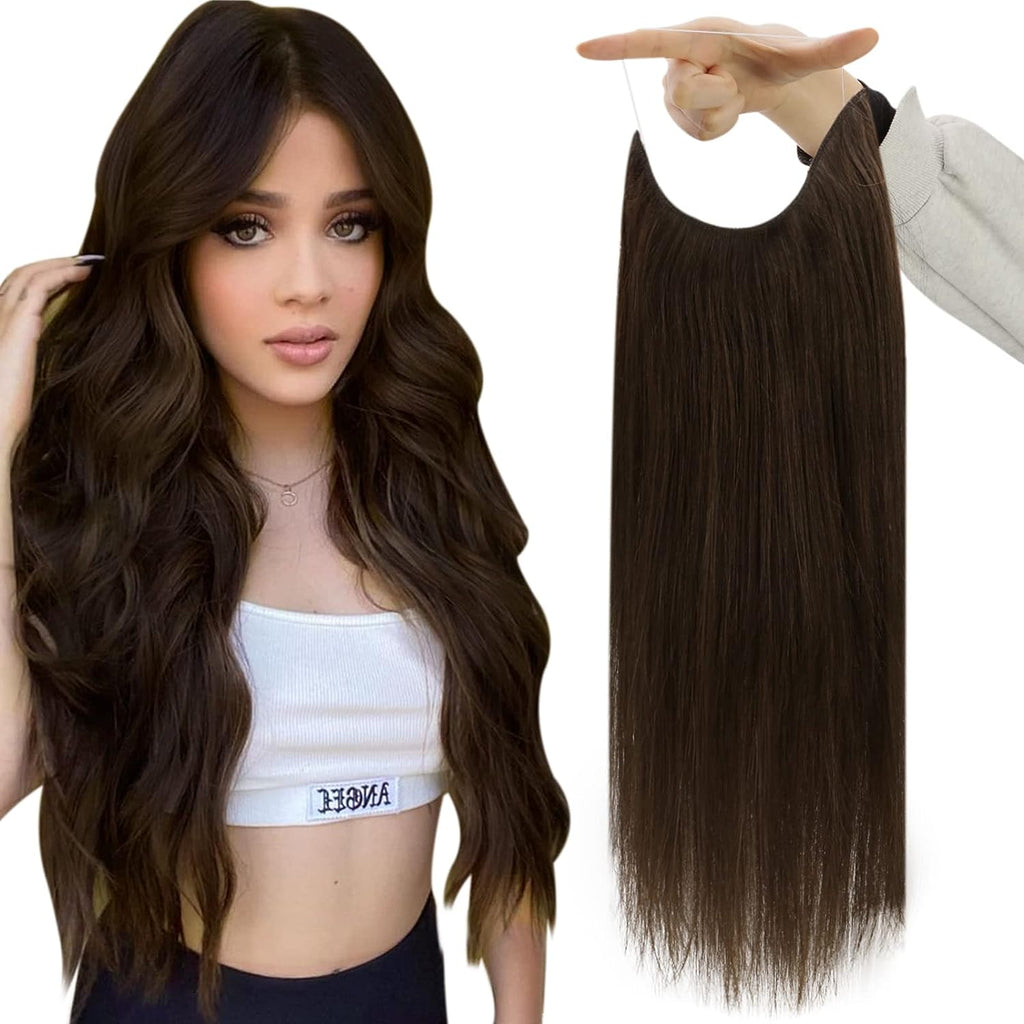 VIP BandX Halo System – 100% Human Hair Extensions, Silky Straight 24" with Clip