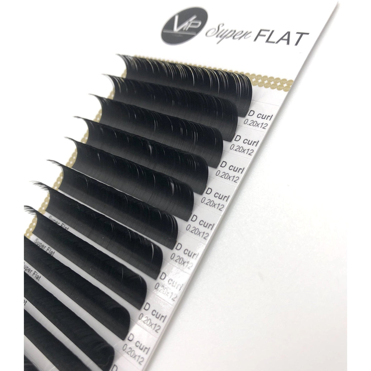 VIP Super Flat Lash Extensions 0.20 mm D Curl | 12-Line Tray
