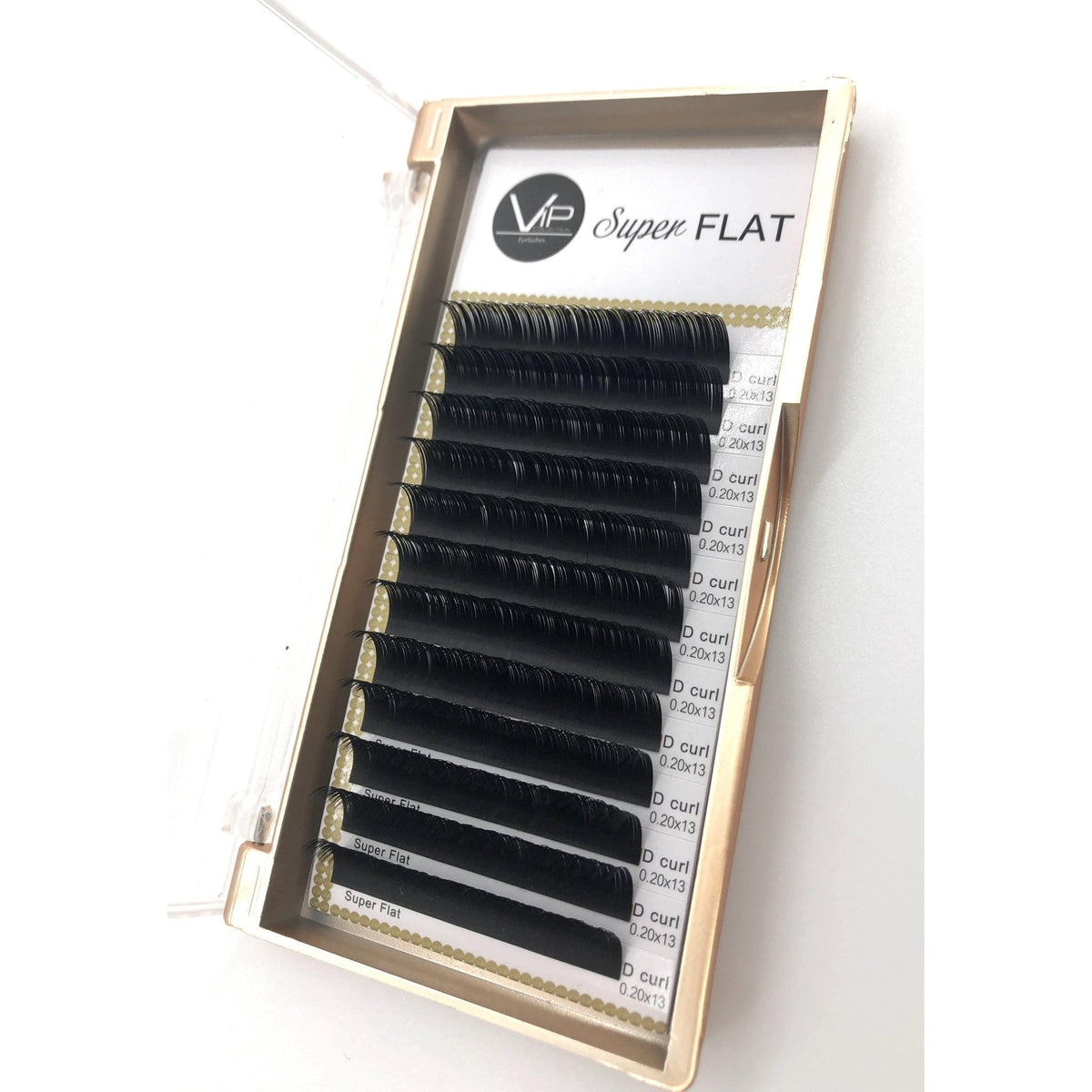 VIP Super Flat Lash Extensions 0.20 mm D Curl | 12-Line Tray