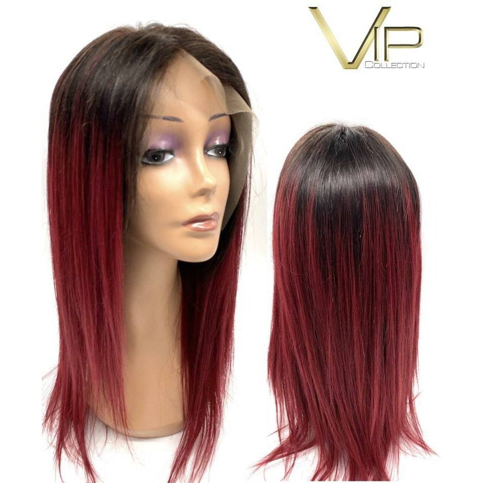 VIP Extensions Off Black to Burgundy Straight Human Hair Full Lace Wig, 150%