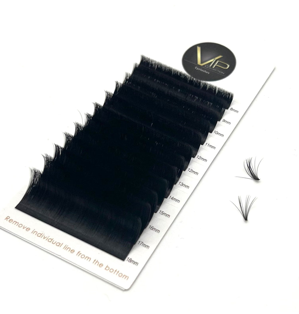 VIP Quick Fan Lash Extensions 0.05 mm D Curl | 12-Line Mix (8–18 mm)