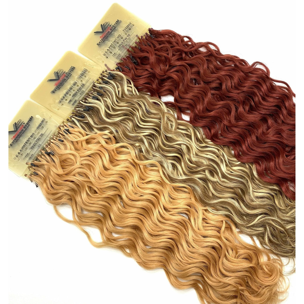 VIP RineX System – Cylinder Loop Human Hair Extensions, Curly 18" (100 Strands)