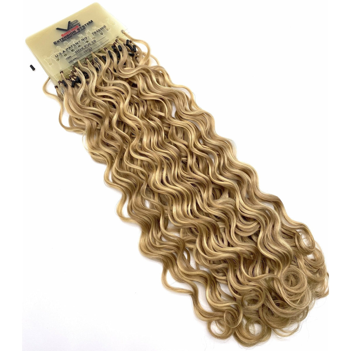 VIP RineX System – Cylinder Loop Human Hair Extensions, Curly 18" (100 Strands)