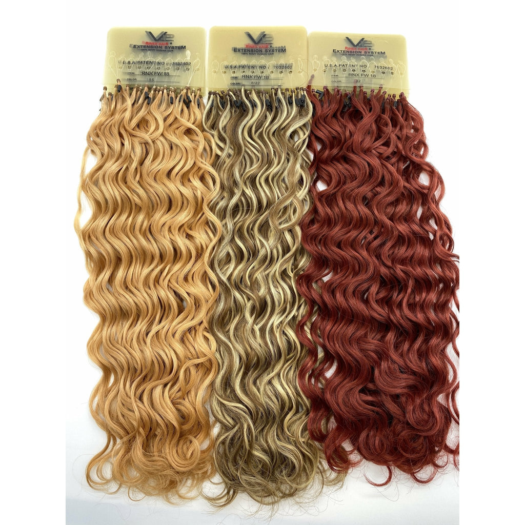 VIP RineX System – Cylinder Loop Human Hair Extensions, Curly 18" (100 Strands)