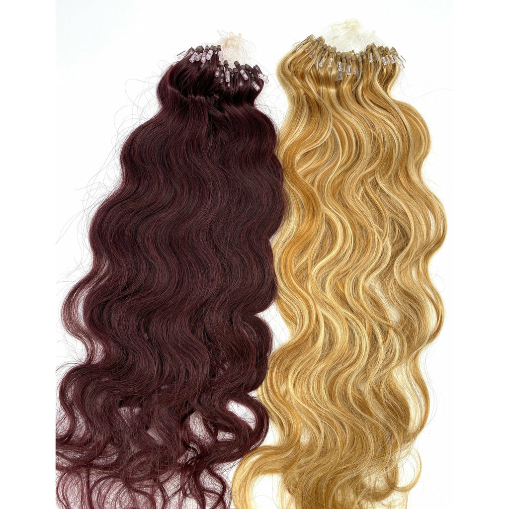 VIP RineX System – Cylinder Loop Human Hair Extensions, Wavy 18" (100 Strands)