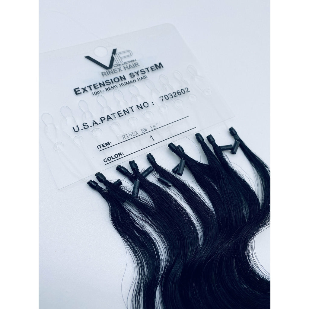 VIP RineX System – Cylinder Loop Human Hair Extensions, Wavy 18" (100 Strands)