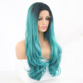 VIP Black Root to Teal Body Wave Synthetic Lace Front Wig 24" 1BTDB (35)
