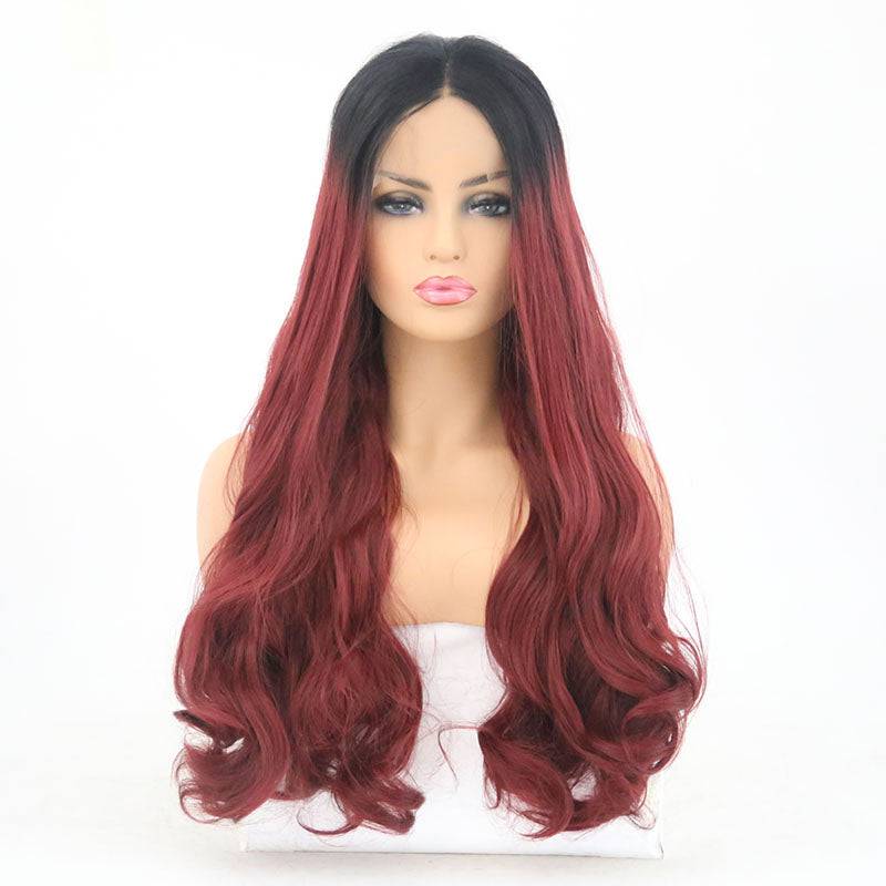 VIP Off Black to Burgundy Body Wave Synthetic Lace Front Wig 24" T1B/118 (79)