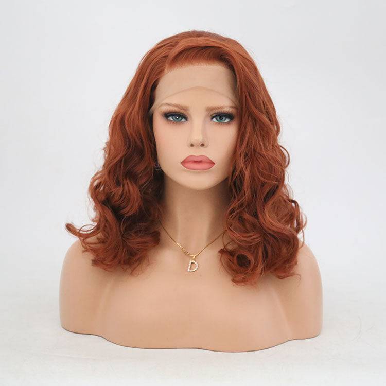 VIP Extensions Copper Red Body Wave Bob Synthetic Lace Front Wig 14" 350 (56)