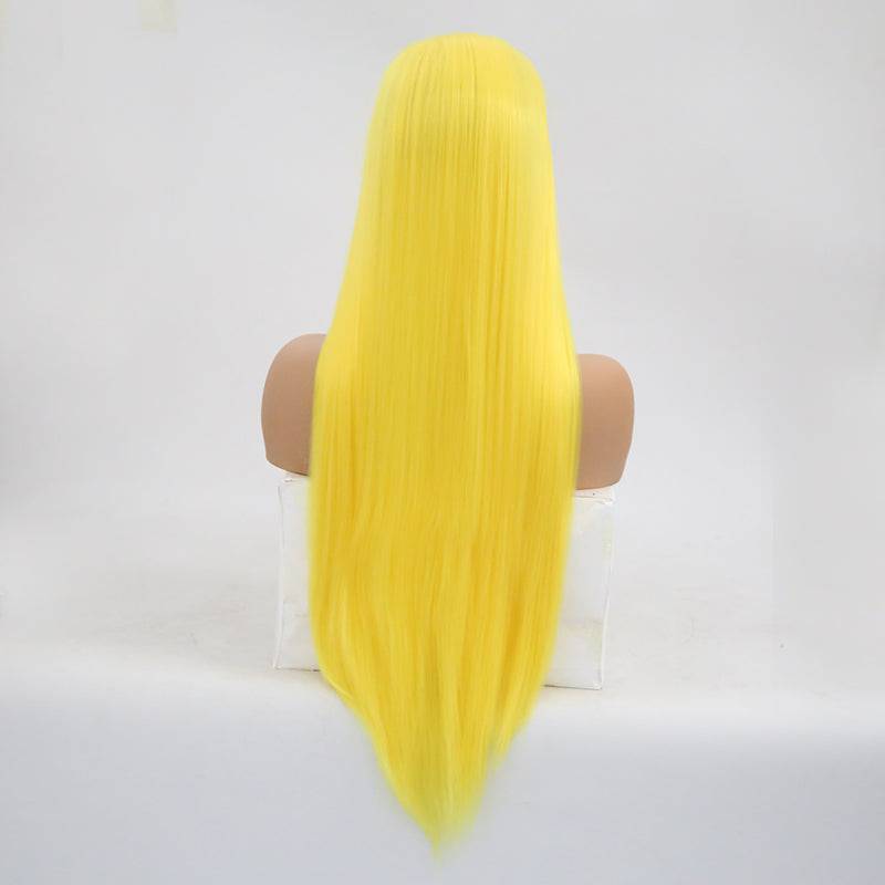 VIP Extensions Bright Yellow Straight Synthetic Lace Front Wig 24" 2014 (28)
