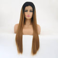VIP Off Black to Light Auburn Straight Synthetic Lace Front Wig Style 24
