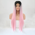 VIP Off Black to Light Pink Straight Synthetic Lace Front Wig 24" T1B/2317 (70)