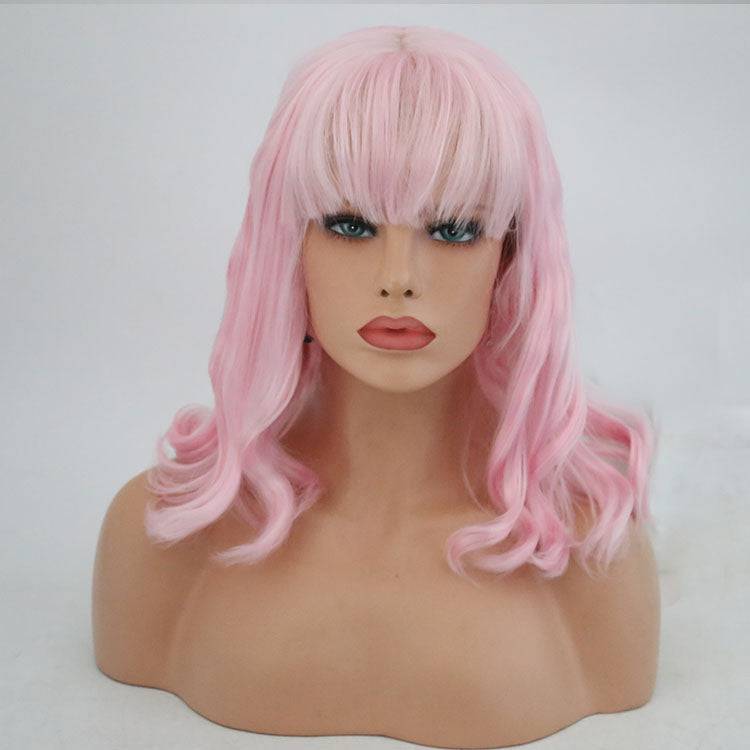 VIP Light Pink Body Wave Synthetic Lace Front Wig with Bangs, 16" 2317 (72)