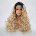 VIP Off Black to Bleach Blonde Curly Synthetic Lace Front Wig 24" T1B/613 (64)
