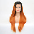 VIP Off Black to Orange Straight Synthetic Lace Front Wig 24" T1B/2738 (68)