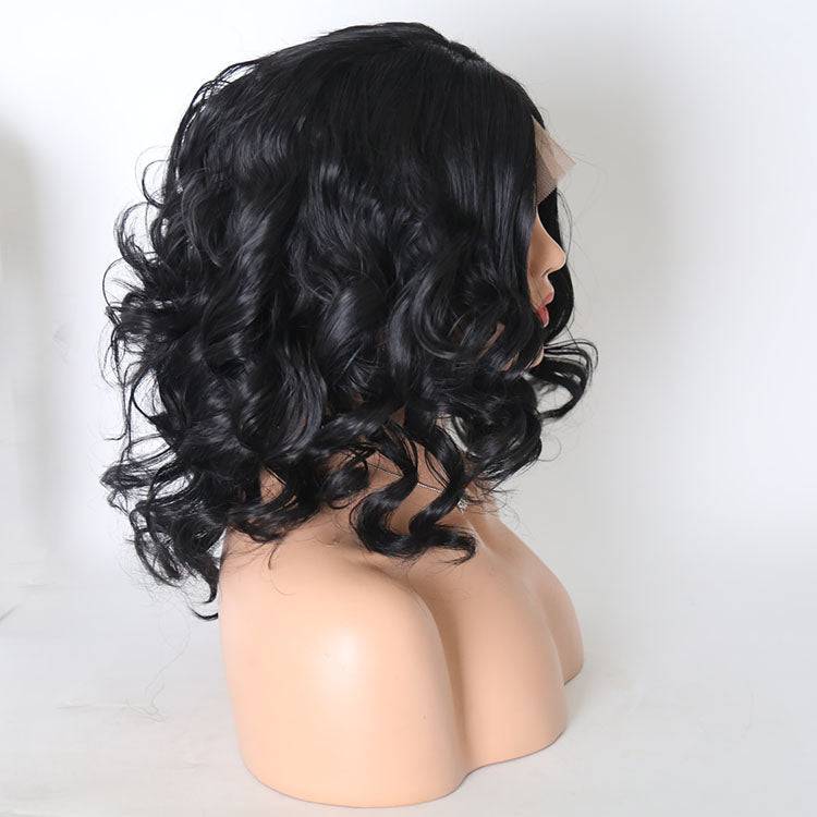 VIP Extensions Off Black Loose Curl Bob Synthetic Lace Front Wig 16" 1B (46)