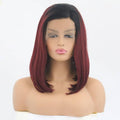 VIP Off Black to Burgundy Straight Bob Synthetic Lace Front Wig 14" T1B/118 (86)