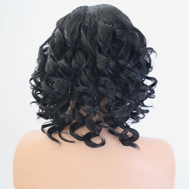 VIP Extensions Off Black Loose Curl Bob Synthetic Lace Front Wig 16" 1B (51)