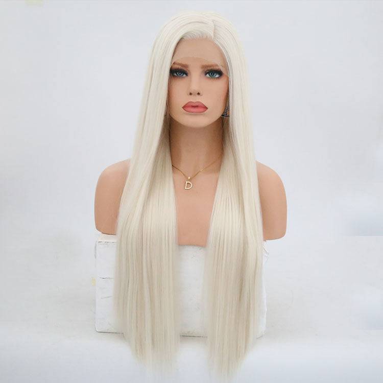 VIP Extensions Platinum White Straight Synthetic Lace Front Wig 24" 60 (54)