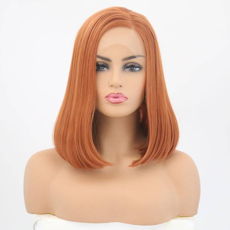 VIP Extensions Copper Orange Straight Bob Synthetic Lace Front Wig 14" 1439 (93)