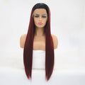 VIP Black Root to Burgundy Straight Synthetic Lace Front Wig 24" 1BT99J (27)