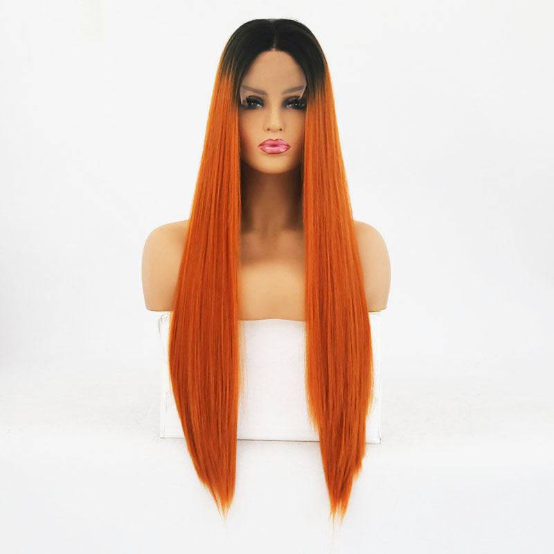 VIP Off Black to Copper Red Straight Synthetic Lace Front Wig 24" T1B/350 (83)