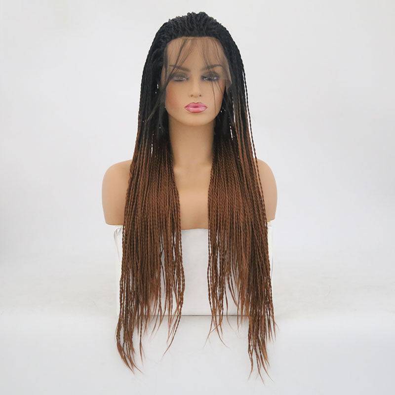 VIP Off Black to Light Auburn Braided Synthetic Lace Front Wig 24" T1B/30