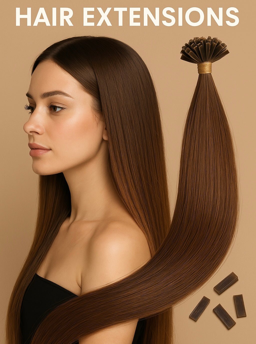 VIP U-Tip System – Keratin Human Hair Extensions, Straight 24" (100 Strands)