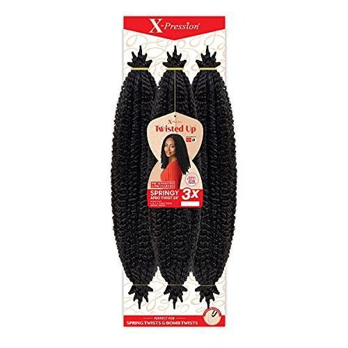 Outre X-Pression Twisted Up 3X Springy Afro Twist Crochet Braid 24", 2T1B/425